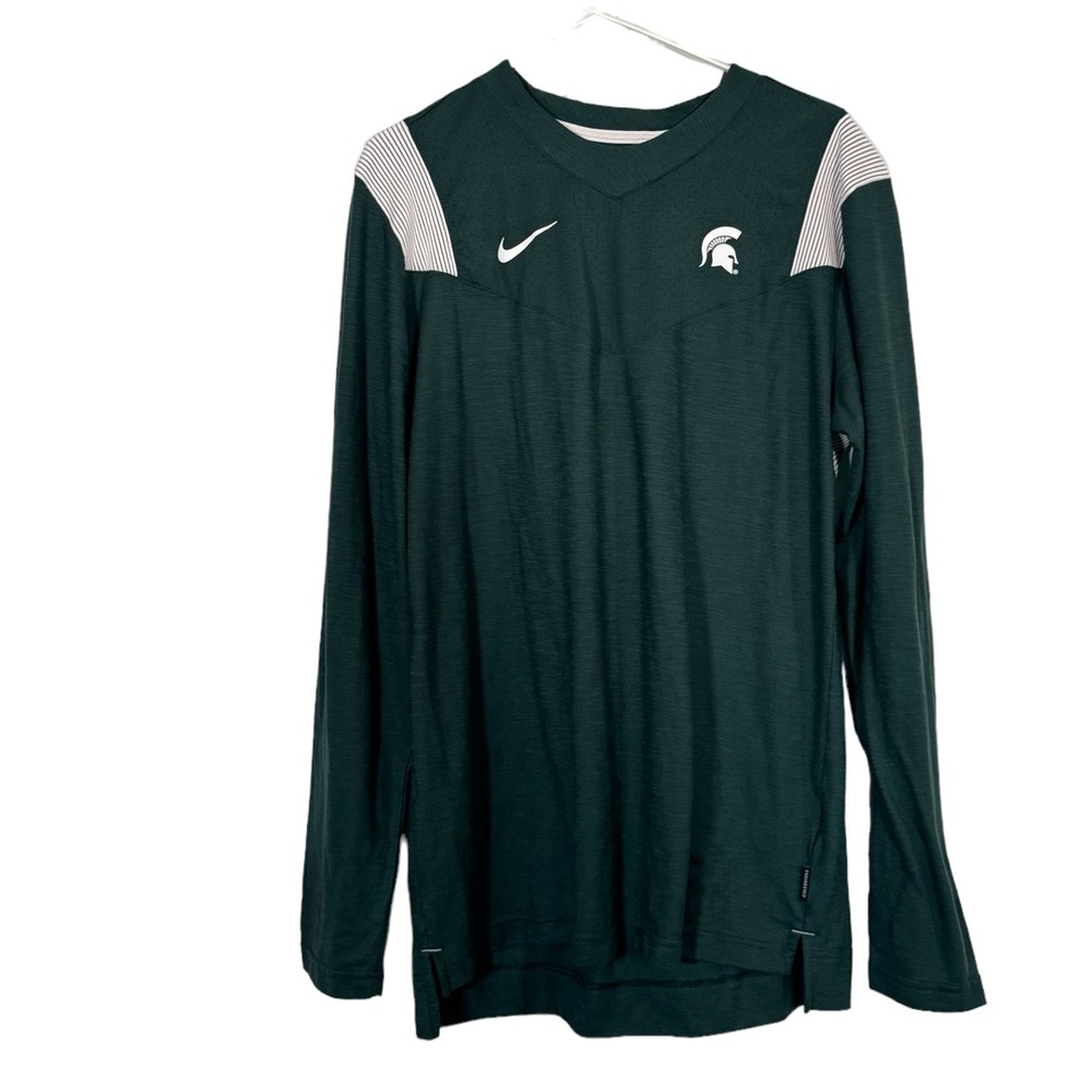 Nike Men's Long Sleeve Dark Green & White Michigan State Spartan Top